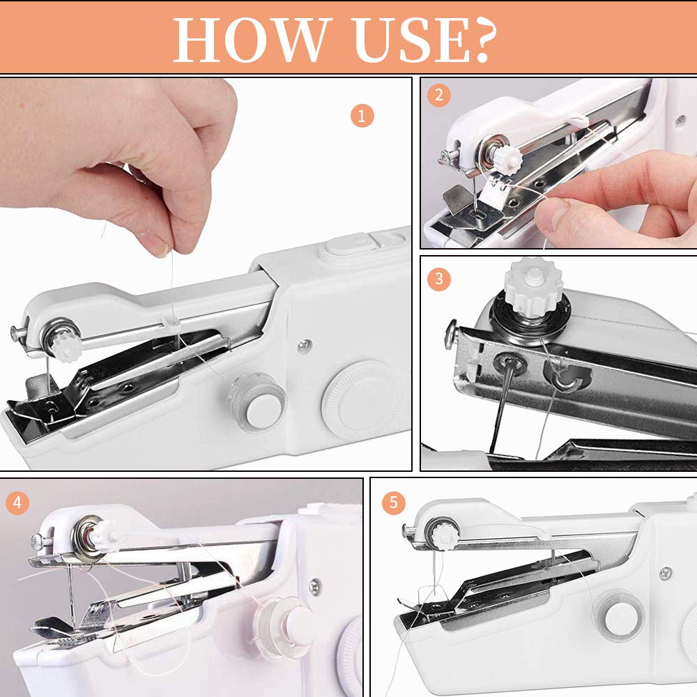 Handheld Sewing Machine Mini Portable Electric Stitching Machine Fabric Clothing Cordless Craft Sewing Machine for Home Travel