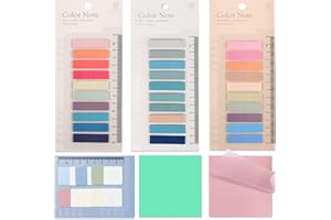 UMBWORLD Index Tabs with Ruler, 6 Pack 760 Pieces Sticky Note Page Labels, Writable Repositionable File Flags Morandi Pages Markers Label for Reading Notes, Notebook, Books, Papers (Colorful B)