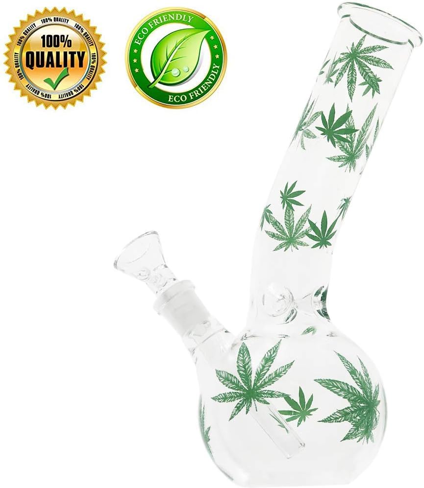 Funnowcol - Upgrade Handmade Glass Crafts - Glass Big Water Chamber, Hand Crafted and Designed Elegant Leaves（Green）