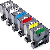Absonic 6-Pack Compatible for Dymo D1 Label Tape 3/4" 45800 45803 45806 45807 45808 45809 19mm Label Maker Refills for LabelManager 420P 450D 360D 350 LabelPoint 350 450 Duo