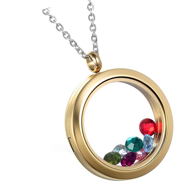 Flongo Damenkette Frauen Anhänger Herren Halskette Fotoanhänger Kette, Medaillon Glas Edelstahl Foto Rahmen Anhänger zum befü