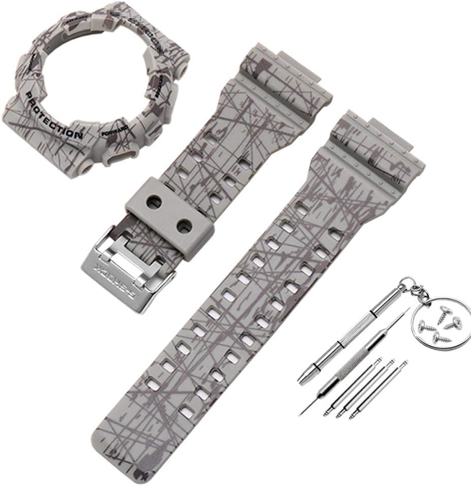 Nikunty 1 Set of Watch Straps Non-Slip Soft Silicone Replacement Strap Case Cover for Casio G-Shock GA-110 GA100 GD-120 Watch Accessories