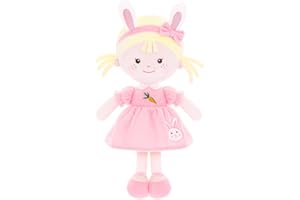 Onetoo Bunny Doll Plush Baby Doll Rabbit Doll First Baby Doll Soft Baby Doll for Girls Wear Bunny Costume Pink Dress14