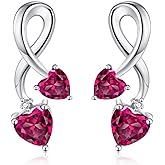 Earrings for Women, S925 Sterling Silver Birthstone Heart Studs Earring for Girlfriend Wife, Anniversary Birthday Christmas Valentines Mothers Day Gifts Jewelry for Womens Wife Her Mom