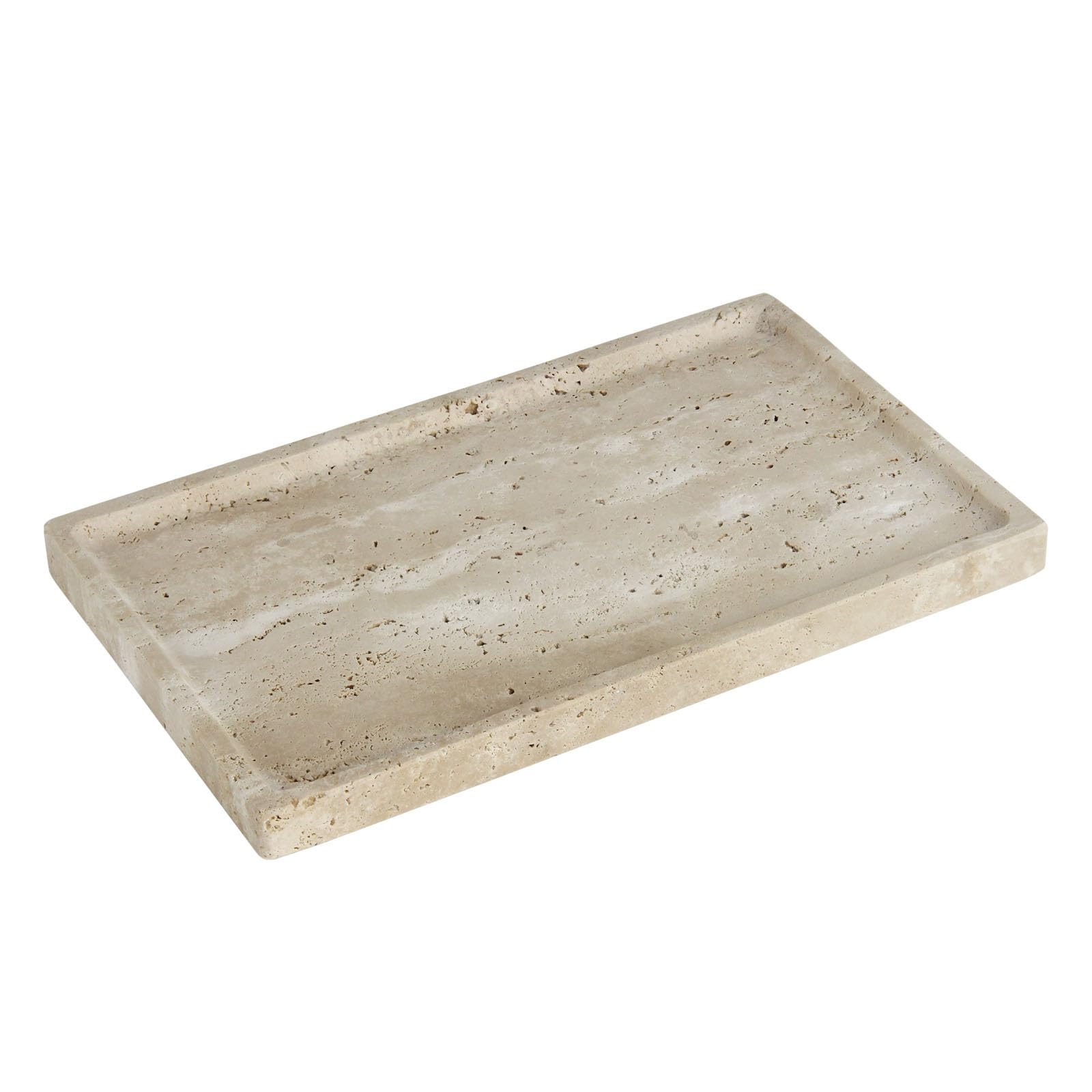 Photo 1 of 100% Natural Marble Tray Stone Decorative Tray Non-Resin/Non-Ceramic, for Kitchen Counter/Bathroom Sink Countertop/Vanity/Home Decor,Storage Perfume/Candle/Jewelry/Coffee,Beige Travertine