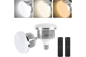 SKYTEX 2Pack 85W Photography Light Bulb 2700-6400K Colour Temperatures Dimmable Tricolor LED Bulbs Softbox Bulb in E27 Socket for Photography Photo Video Studio Lighting Softbox
