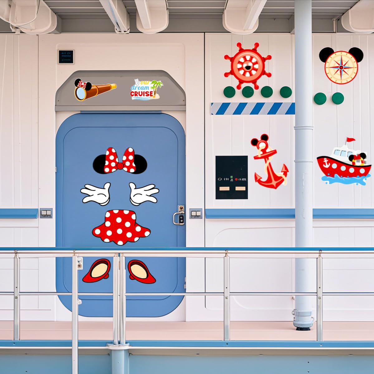 Photo 1 of 12 Pcs Cruise Door Magnet, Captain Mouse Cruise Door Decorations, Cartoon Mouse Birthday Party Supplies (Red)