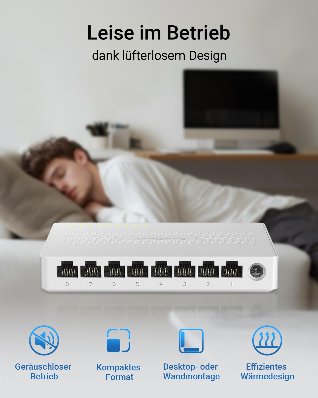 BrosTrend 8X 2.5-Gigabit Ports Ethernet Netzwerk Switch Unmanaged Splitter 6