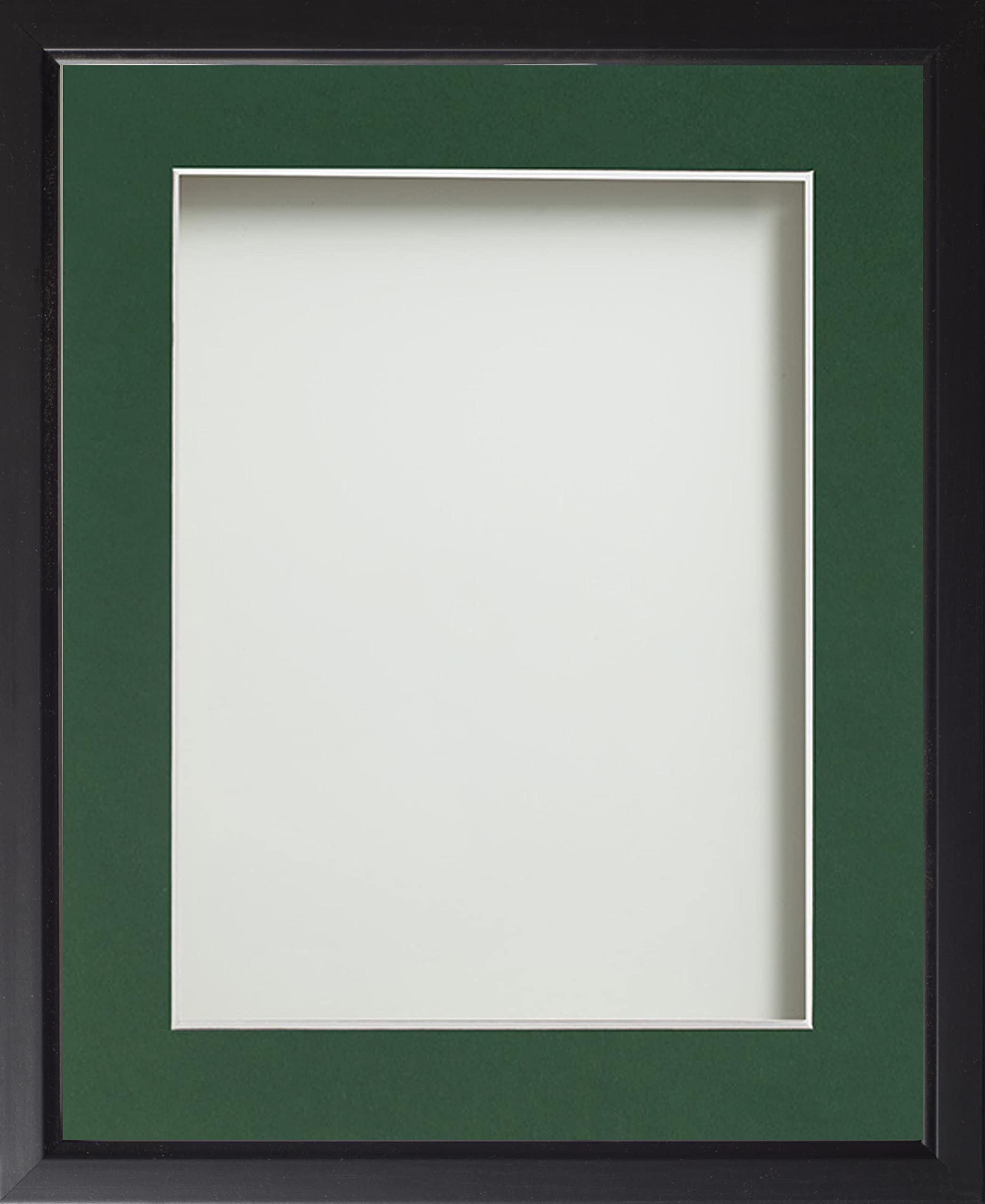 Frame Company Drayton Range Black Frame with Bottle Green Mount, A4 for 9x6 *Choice of Sizes* Fitted with Real Glass