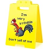 XgiftCreat Funny Office Desk Sign - I’m Very Irritable Don’t yell at me, Small Fun Gag Cubicle Decor Gifts for Boss Day White Elephant ChristmasTeam Coworker Teammate Employee Hr