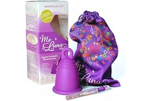 Most Customizable Menstrual Cup by MeLuna USA | Custom Fit for All Body Types | Reusable Comfortable Period Cups | Tampon Pad Alternative (Large, Purple with Ring Handle)