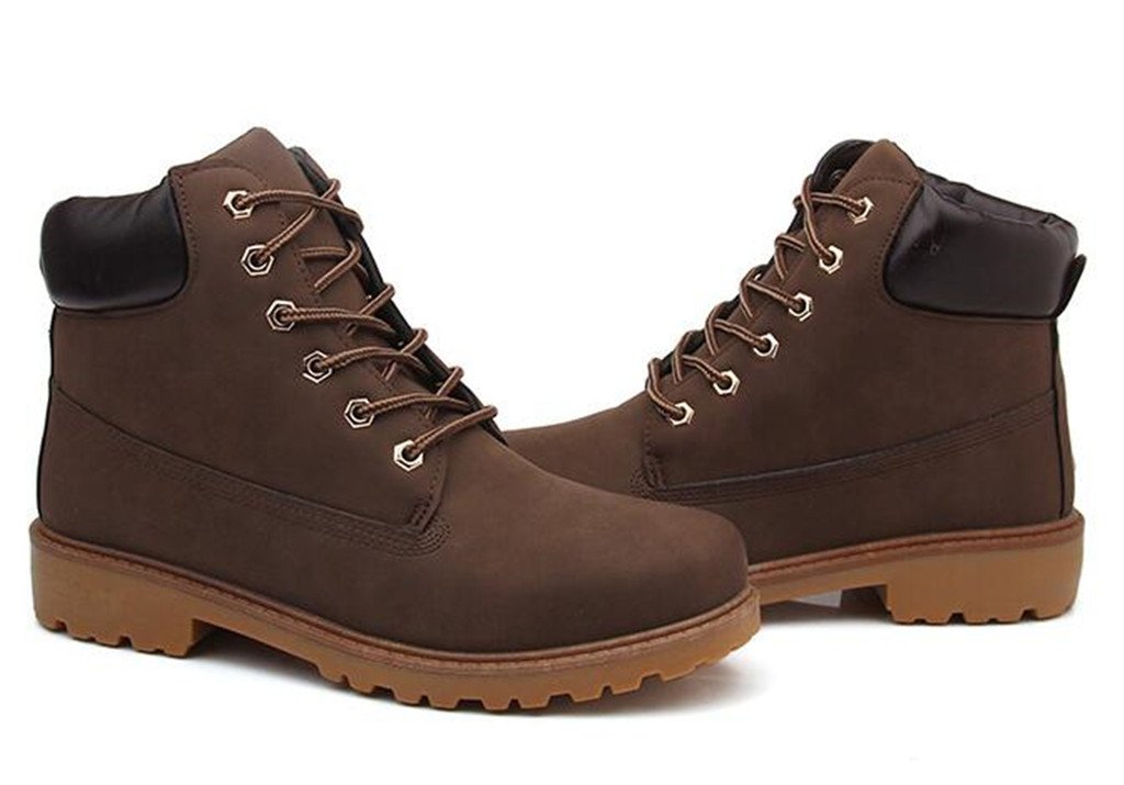 DADAWEN Women's Round Toe Waterproof Lace Up Platform Chunky Low Heel Work Combat Boots Fashion Ankle Booties - Image 4