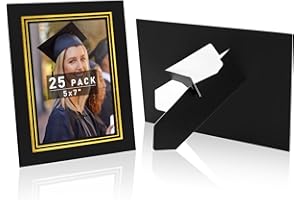 AntNest 25PCS Paper Picture Frame with Easel,Black Gold 5x7 Inch Cardboard Picture Frame Card,DIY Picture Frame,Showing Family Photos,Artwork Perfect for the Office,Home Decor