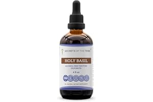 Secrets of the Tribe Holy Basil Tincture Alcohol-Free Extract, Holy Basil (Ocimum Tenuiflorum) Dried Herb Tincture Supplement (4 FL OZ)
