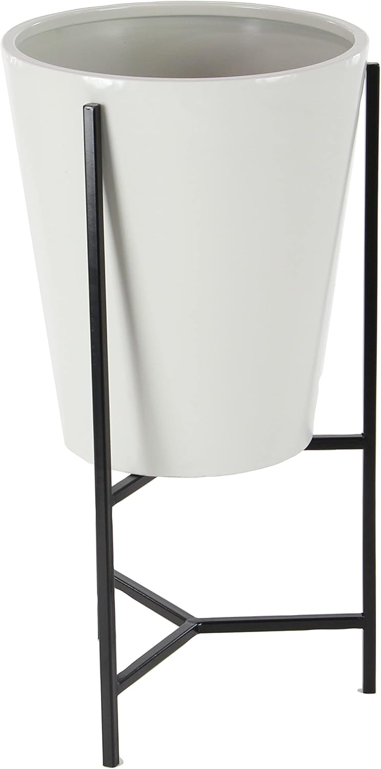 Deco 79 36755 36755 Planter With Stand, White/Black: Home & Kitchen