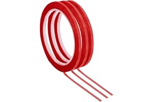 PATIKIL 3 Pack Whiteboard Tape, 2.5mm 3/32" Width Art Tape Dry Erase Board Pinstripe Thin Tape for Graphic Chart Grid Drafting Electrical Marking, Red