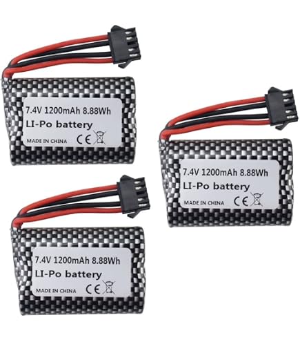 2 Baterías 7.4V 600mAh Li-Ion Con Cargador USB Para Coche RC – Conector SM-3P Para DE82 TK3086B
