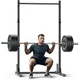 800LB Capacity Squat Rack with Pull Up Bar, Adjustable Power Cage, Home Gym | 26 Adjustable J-Hook Positions, Max 800Lb Load Capacity, Multi-Functional Bench Press Power Rack for 6FT 7FT Barbell