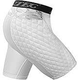 Youth Boys Compression Shorts with Protective Cup Padded Sliding Underwear for Baseball Football Lacrosse (White)