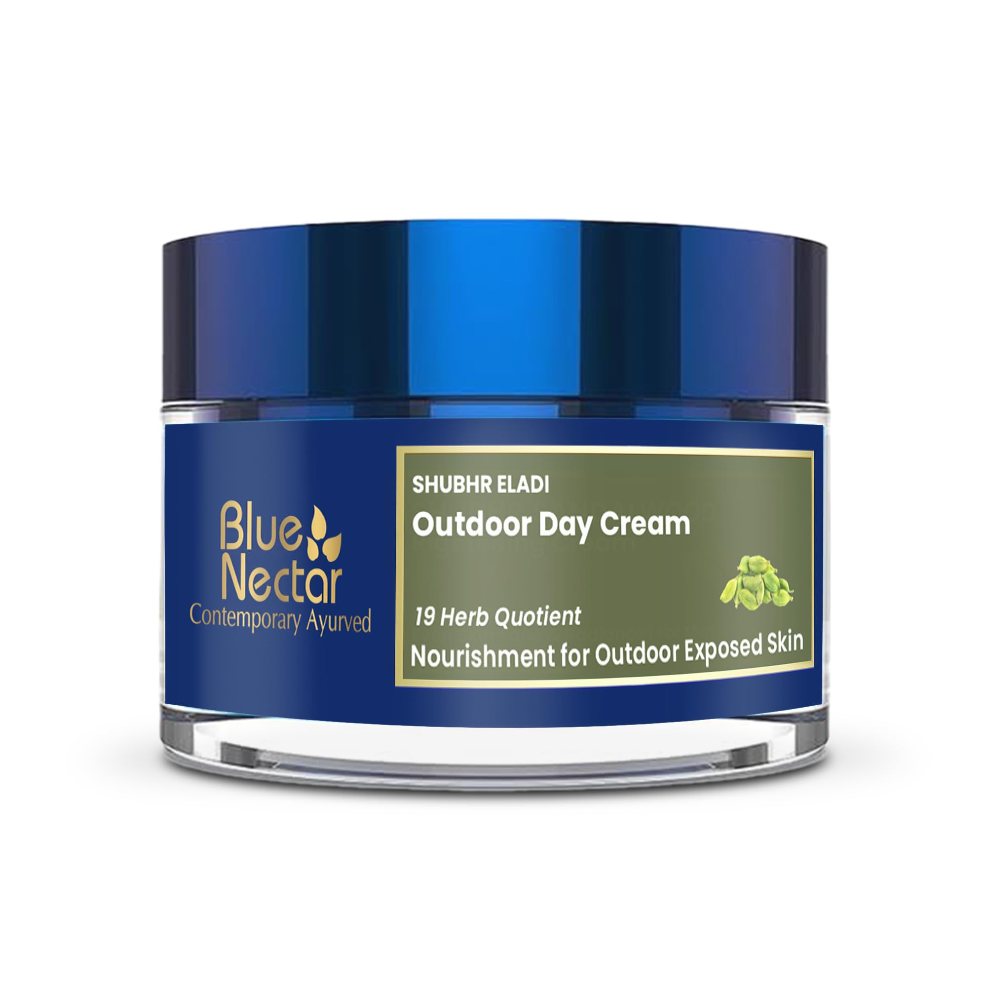 Blue Nectar Natural Face Moisturizer With SPF 30, Ayurvedic Brightening Day Face Cream for Skin Glow with Eladi Kumkumadi,Turmeric and Almond (Women, 19 Herbs, 50g)