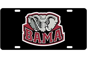 DIXIE DAWGS Alabama Black Acrylic License Plate Car Tag, Bama