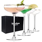Yaschmo Vintage Coupe Glasses Set of 4, Tall Stemmed Martini Glasses, Gold Rim Cocktail Champagne Glasses, Perfect for Bar, Martinis, Margaritas, Parties, Ideal Gift Choice, 7.7oz Clear