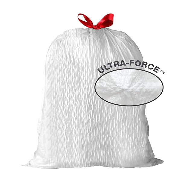 AMAZON BASICS ULTRA-FORCE TALL KITCHEN DRAWSTRING TRASH BAGS, LAVENDER SCENTED, 13 GALLON, 80 COUNT, PACK OF 1