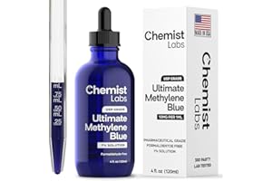 Chemist Labs Methylene Blue Drops Pharmaceutical Grade - 99% Purity USP Grade, Blue Methylene, Cellular & Mitochondrial Support, Third-Party Tested, Made in USA, 4oz