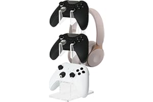 Universal Dual Game Controller Holder, Headphone Stands, Transparent Acrylic Game Controller Stand, Headset Holder, Gaming Co