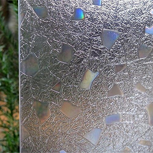Fofon Decorative Window Film No Glue Frosted Privacy Static Self Adhesive Cling Stained Glass Window Films For Home And Office 35.5 by 78.7 Inches (3D Refractive)