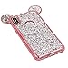 iPhone X Case, Umiko(TM) Super Cute Sparkle Bling Bling Glitter 3D Disney Mickey Mouse Ears Soft Protective TPU Rubber Case with Strap for Apple iPhone X (2017), Rose Gold