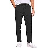 COOFANDY Men's Casual Cotton Pants Regular Fit Elastic Waist Drawstring Twill Pants Straight Leg Chino Pants