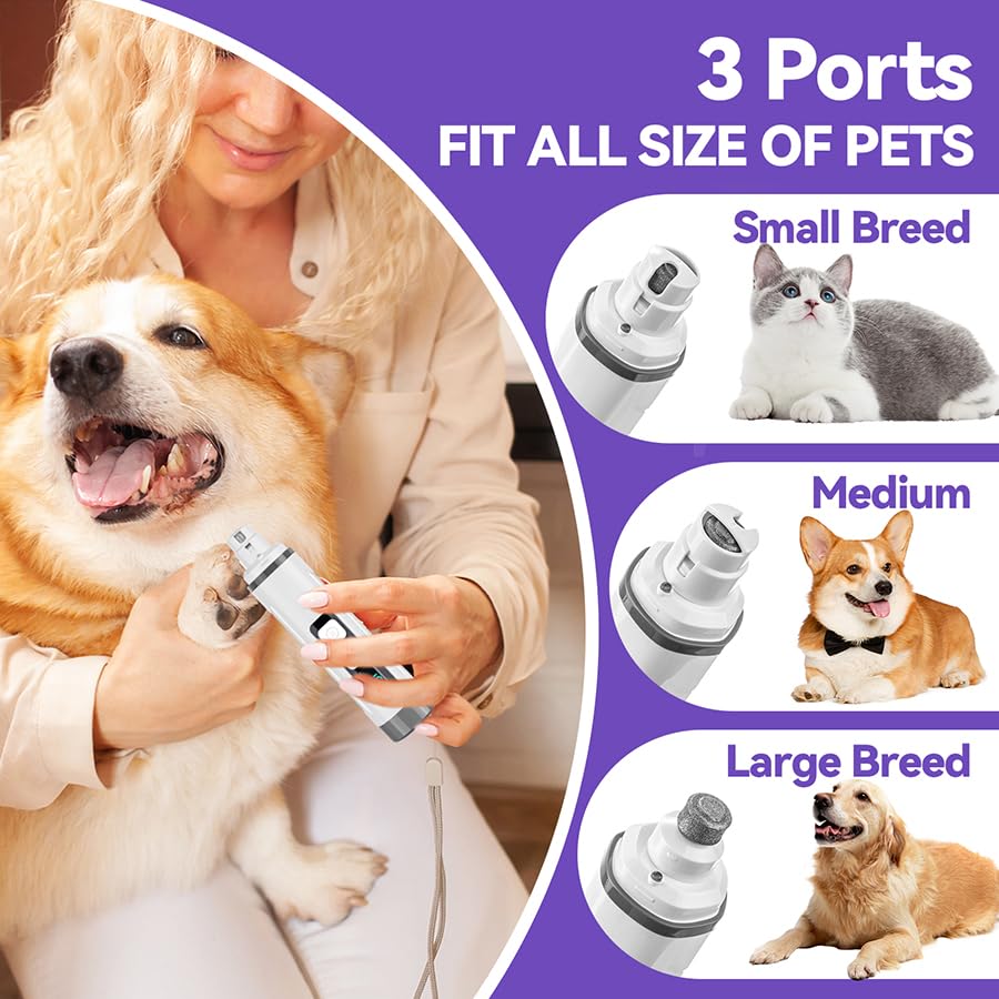 Chwwen Dog Nail Grinder Quiet-2024 Release Ultra-Quiet Dog & Cat Nail Grinder with LED Light & Battery Display - Painless Nail Trimmer for Small to Large Pets, Thick Nails, and Sensitive Paws - Image 3