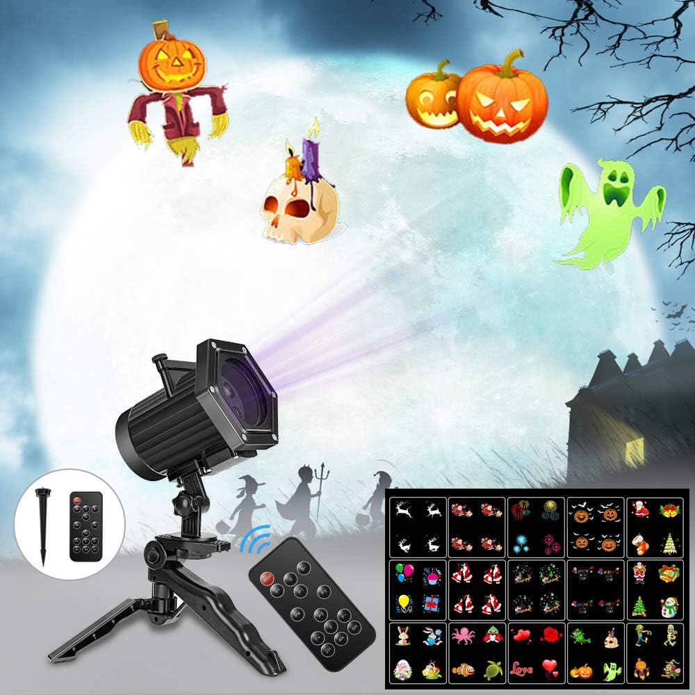 Comkes Christmas Lights, 15 Patterns LED Projector Lights,Waterproof Dynamic Christmas Projector Spotlights ,Decoration for Halloween, Christmas ,New Year,Outdoor/Indoor Use