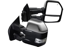 AERDM New Pair towing mirror Chrome Cap fit for 2015 2016 2017 2018 Ford F150 Pickup Truck Towing Mirrors w/Turn Signal, Auxiliary Lamp