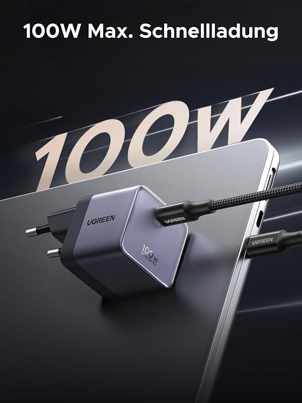 Nexode Air 100W USB C Ladegerät mit 1 m USB C Kabel, 1x USB-C Port,