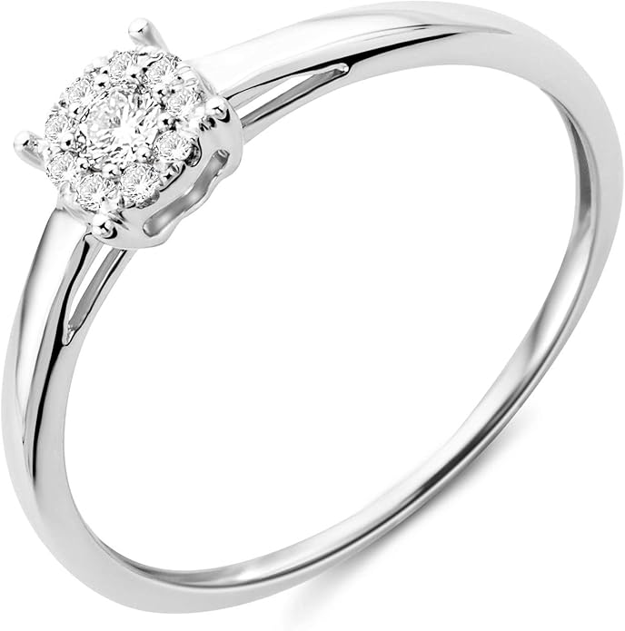 Miore Ring Damen Diamant Verlobungsring Weissgold 9 Karat 375 Gold Diamanten Brillanten 0 10 Ct Schmuck Amazon De Schmuck