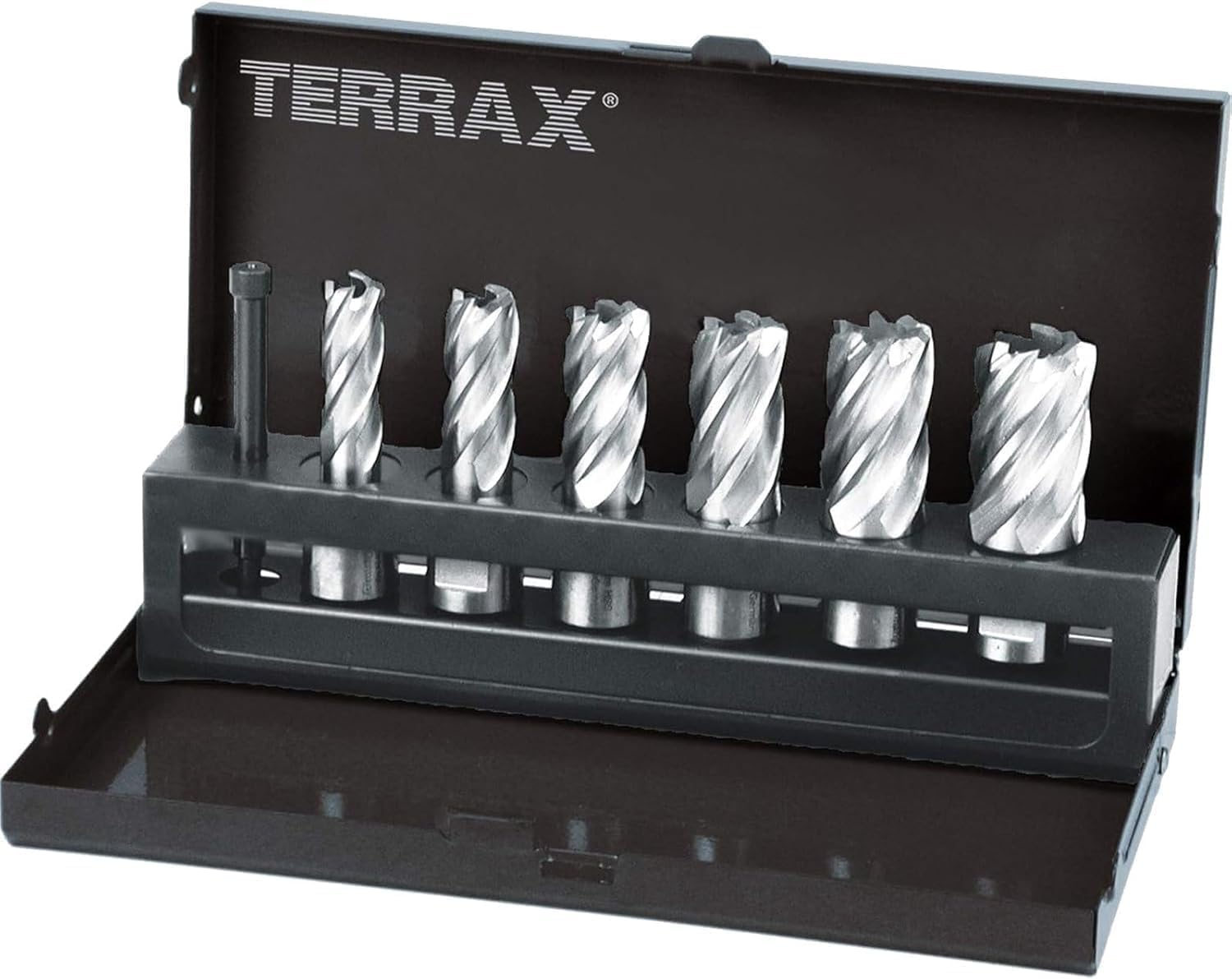 TERRAX A108820 - Juego brocas huecas vástago Weldon 19 mm de 7 piezas (6 brocas huecas + 1 guía-expulsor)
