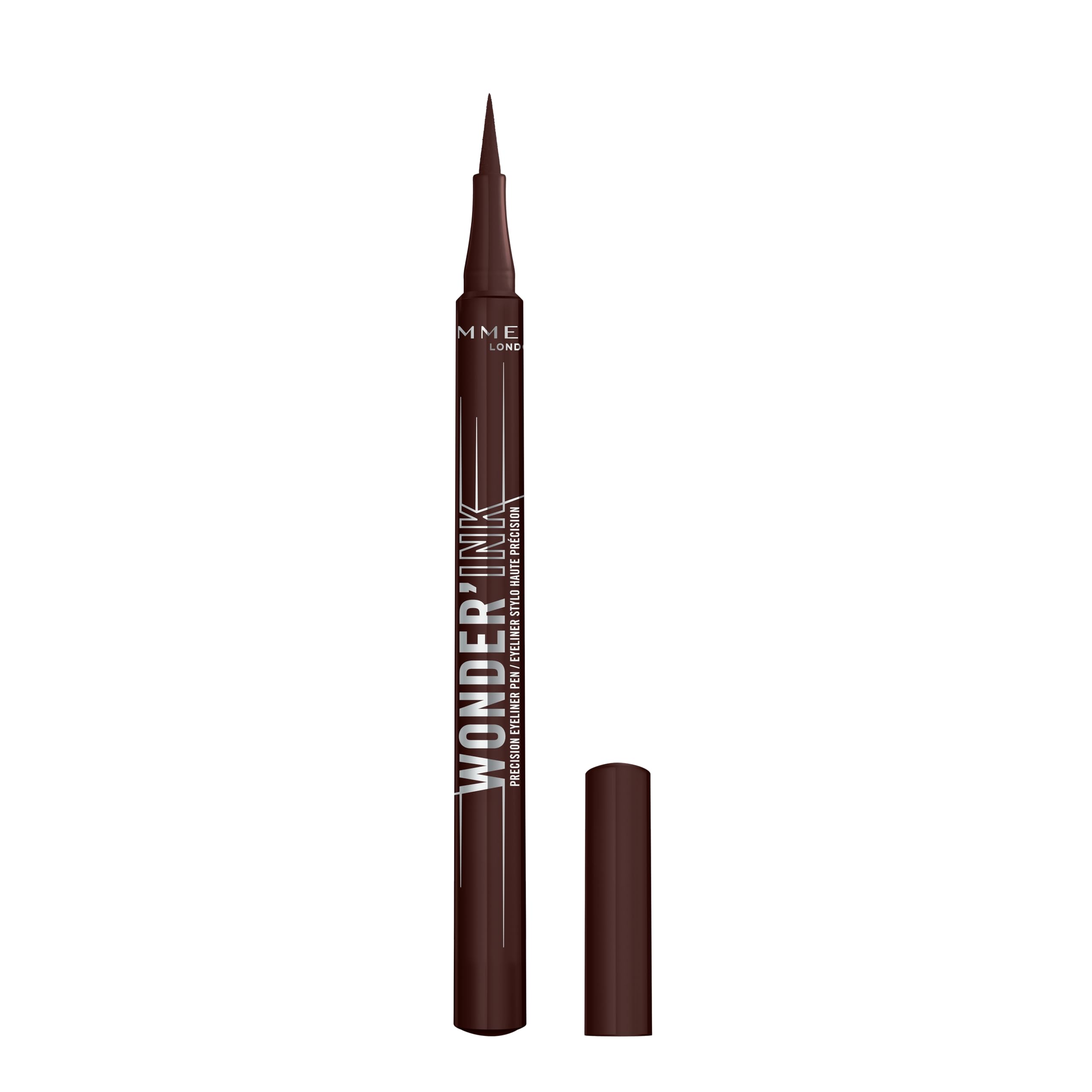 Rimmel Wonder'Ink Precision Liquid Eyeliner Pen, 002 Spiced Chestnut, Waterproof, Smudge-proof, Long-Lasting, Highly Pigmented Formula, True Matte Finish, Soft Felt Tip, Cruelty Free, Vegan