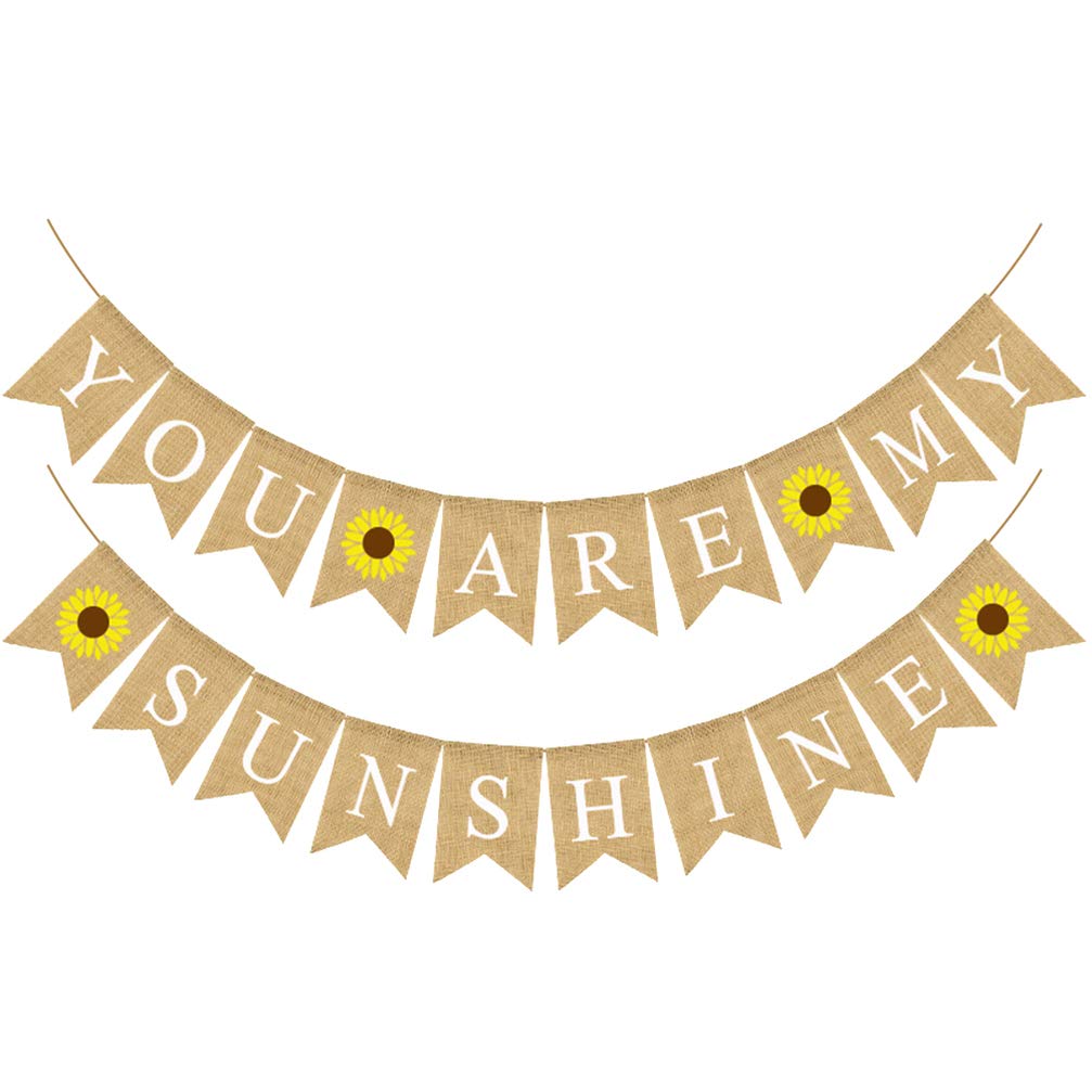 Amosfun Birthday Letters Banner Garland Sunflower Swallowtail Bunting YOU ARE Flag for Baby Shower Birthday Party Supplies