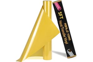 RENLI·TONG RENLITONG Gold HTV Iron on Vinyl 12Inch by 5ft Roll HTV Heat Transfer Vinyl for T-Shirt HTV Vinyl Rolls for All Cutter Machine - Easy to Cut & Weed for Heat Vinyl Design