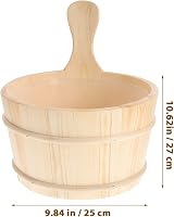 HEALLILY Traditional Wooden Sauna Bucket and Ladle Set White Pine view 2