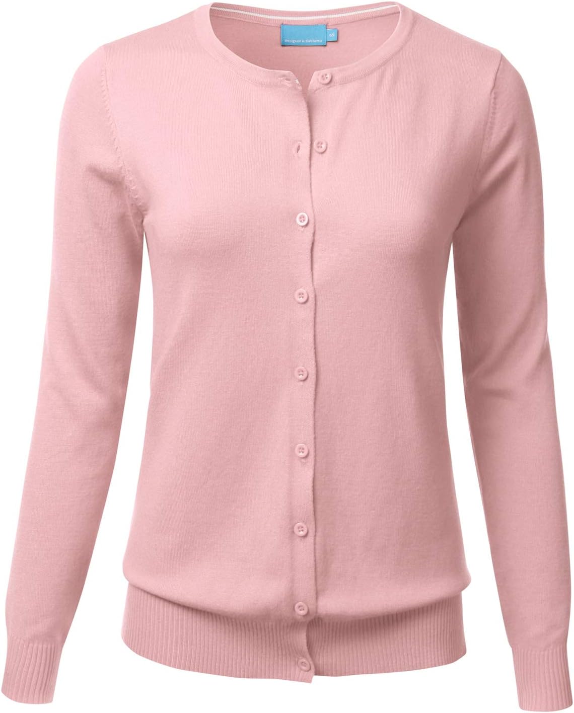 FLORIAWomen's Button Down Crew Neck Long Sleeve Soft Knit Cardigan Sweater (S-3X)