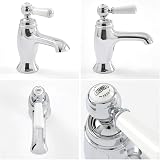 Milano Elizabeth Mono Basin Mixer Tap Lever Handle Chrome White Ceramic Disc view 4