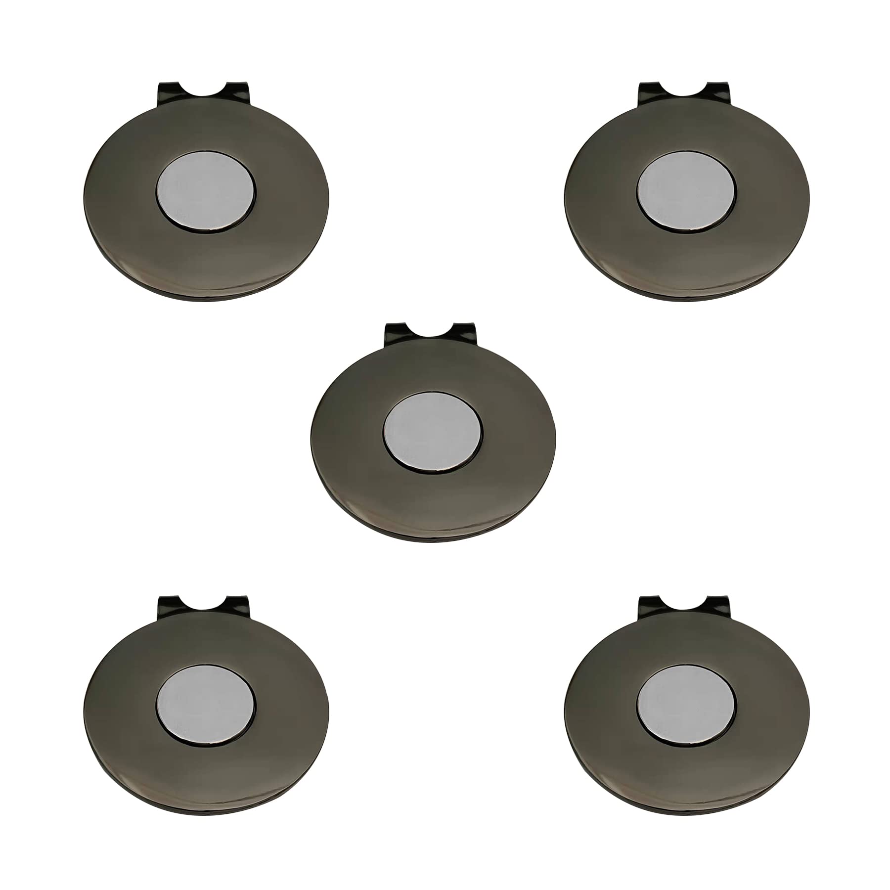 Eshan Magnetic Golf Hat Clips 5 Pack Golf Ball Marker Holder Men Women Golfer Gifts Golf Sports Court Accssories For Golf Gloves Hats Bags Caps Visor Belt Pocket Lot (Black)