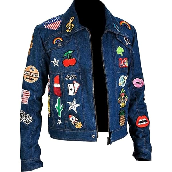 MAXDUD New Rocket Taron Blue Denim Jacket with Patches on Front