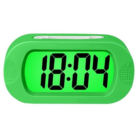ZHPUAT Digital-Wecker Tischuhr mit Silikonhülle Snooze Bunten Licht Stoßfest ideales Geschenk Für Kinder(Grün)