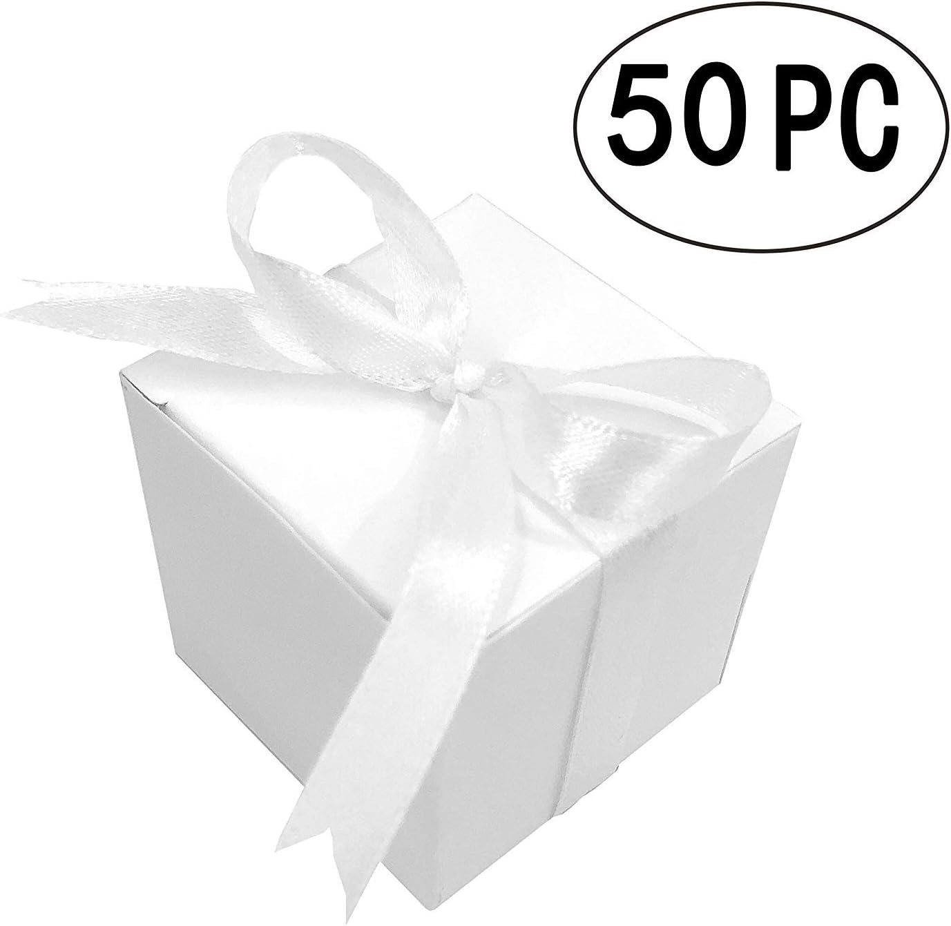 White Small Cube Candy Boxes Bulk Kraft Paper Wedding Party Favors Gift Boxes Baby Shower Thank You Treat Boxes Supplies, 2x2x2 inch, 50pc