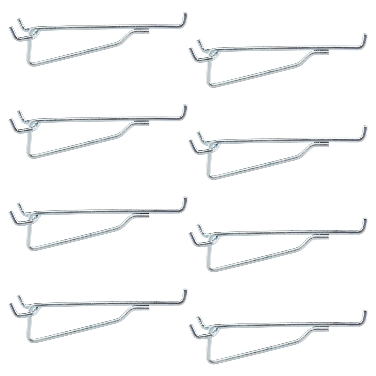 Photo 1 of Pegboard Shelf Hooks, 8PACK Metal Utility Hook Set, 1/4 inch Peg Board Organizer Accessories, Shelves and Baskets Brackets, Display and Storage Rack for Garage Workbench Art Craft Office (Silver, 6")