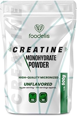 Creatin Pulver 500 g – 100% Kreatin Monohydrat, mikronisiert – Ohne Zusätze – Gut löslich & geschmacklos – Mit Dosierlöffel - Vorrat für 166 Portionen
